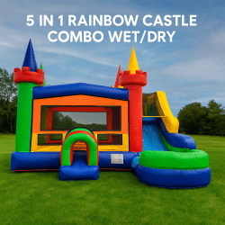 5 IN 1 Rainbow Castle Combo Wet/Dry