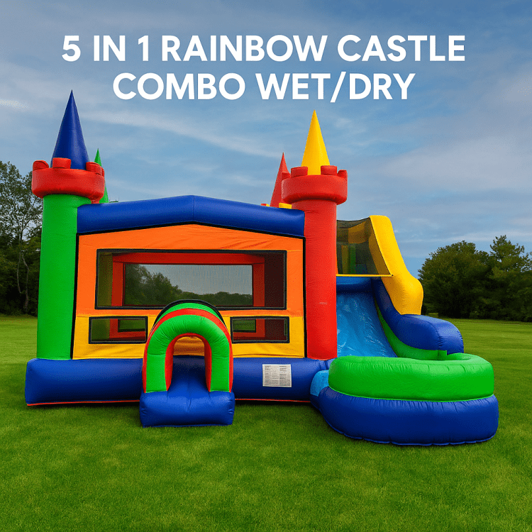 5 IN 1 Rainbow Castle Combo Wet/Dry 5 IN 1 Rainbow Castle Combo Wet/Dry